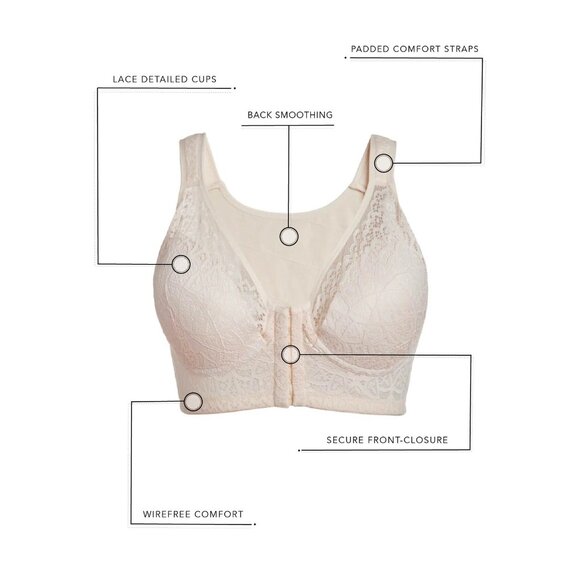 Leading Lady The Lora - Back Smoothing Lace Front Close Wirefree Bra 38C - Picture 5 of 5